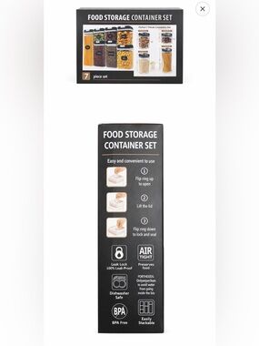 Food Storage Container Set - Black Airtight Kitchen Canisters